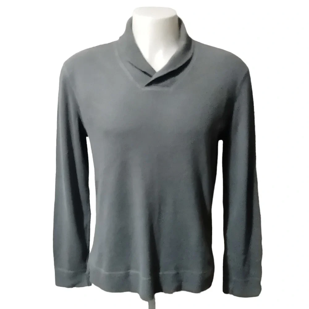 Banana Republic Sweater Men's Size Medium Gray Mock Neck Turn Down Long Sleeve